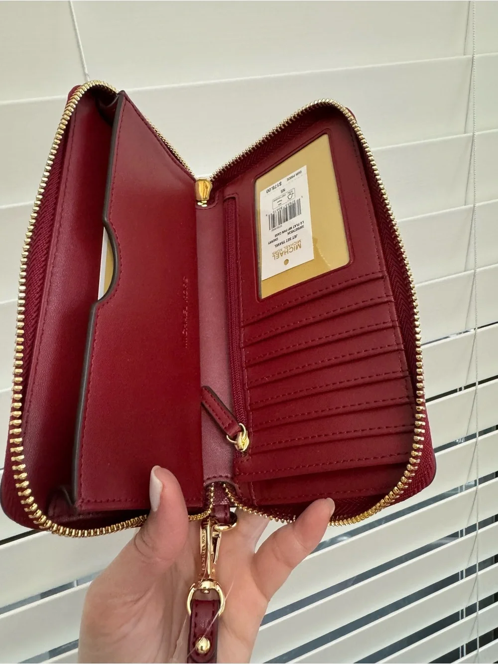 Michael Kors Red Burgundy Signature Satchel with Matching Wristlet